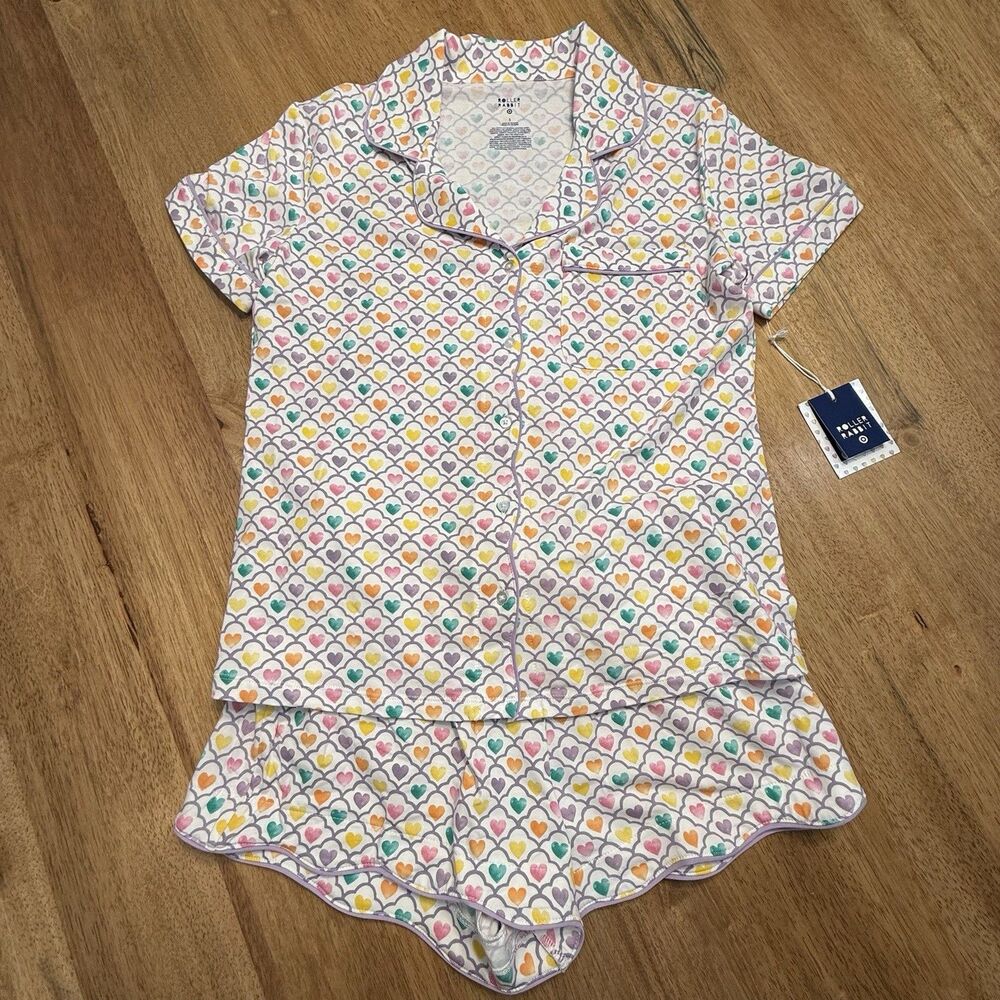 Roller rabbit x target Geo Hearts Short Sleeves & Shorts Pajama Set Sz SMALL